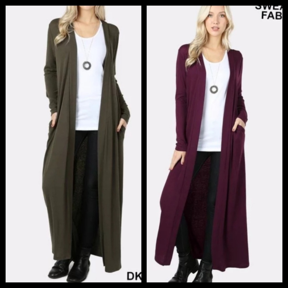 🍁Green and plum cardigan - jacket - Picture 1 of 4
